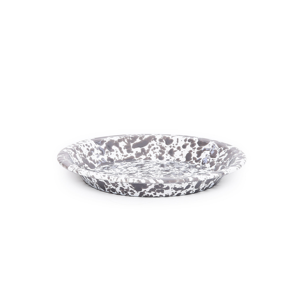 Splatter Pie Plate - Grey Marble