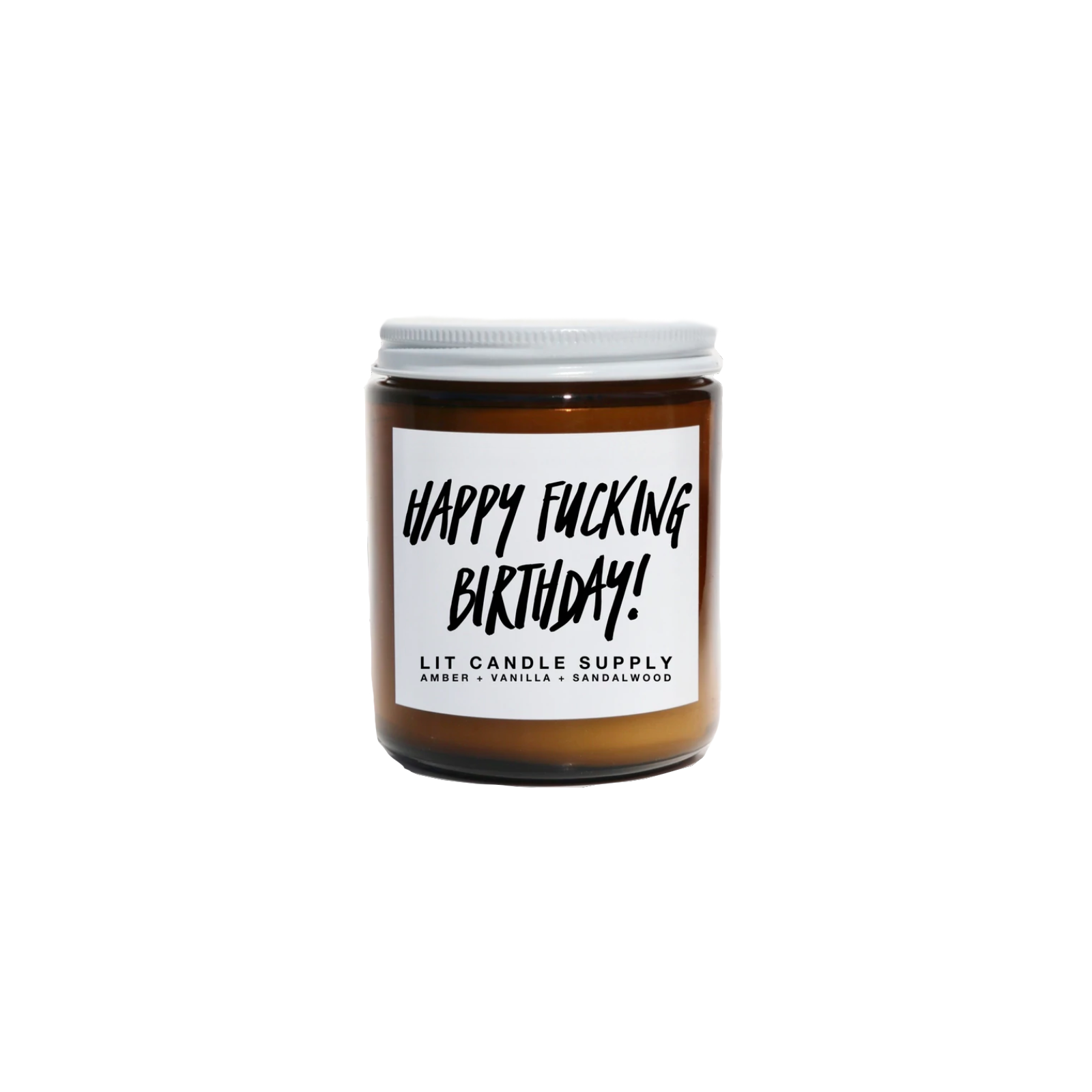 Happy F* Birthday Candle - Amber Glass