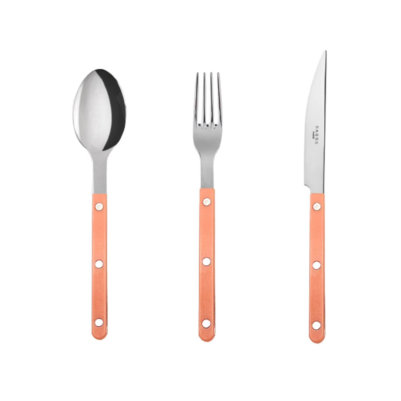 Sabre Bistrot Solid Shiny 3-Piece Dinner Flatware Set - Nude Pink