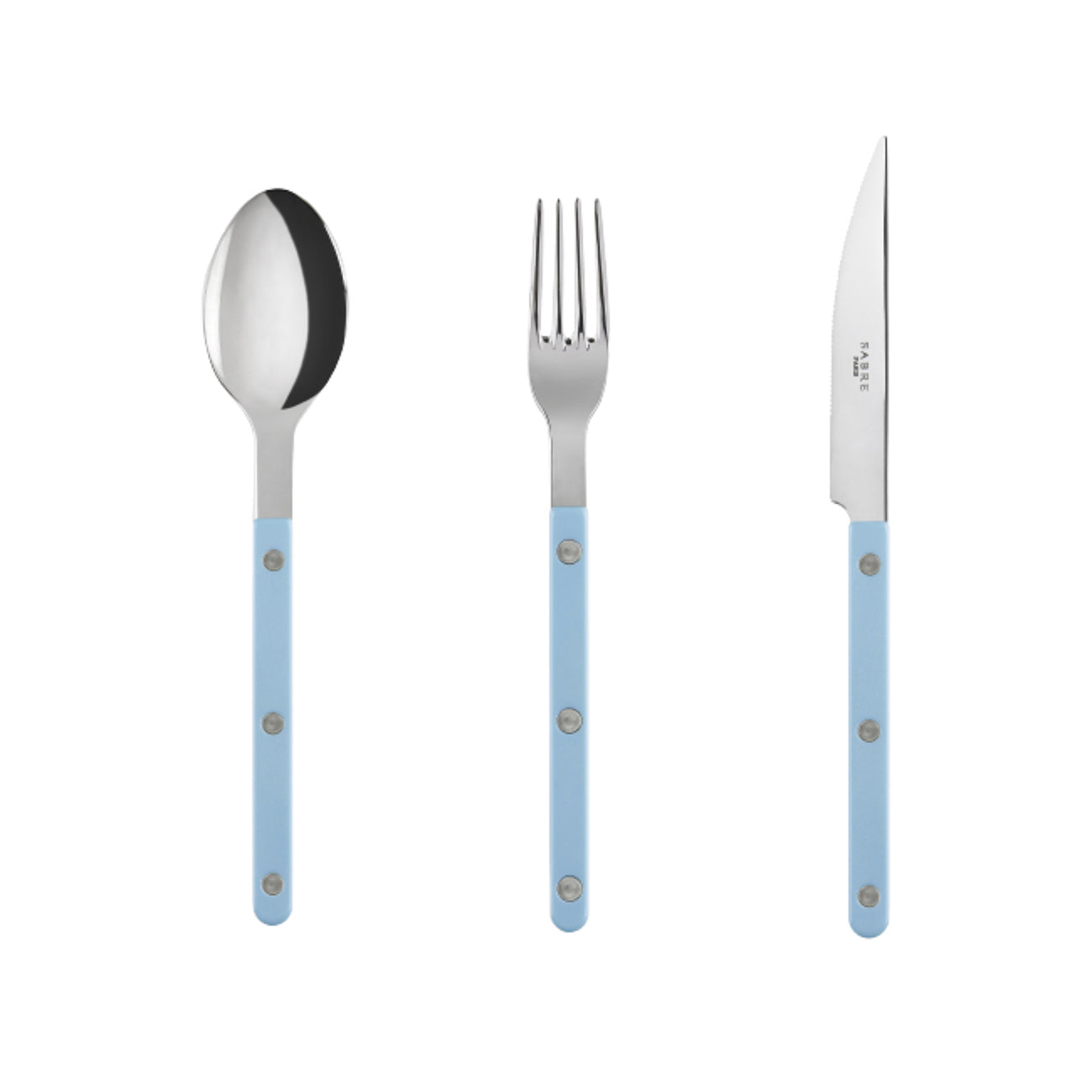 Sabre Bistrot Solid Shiny 3-Piece Dinner Flatware Set - Pastel Blue