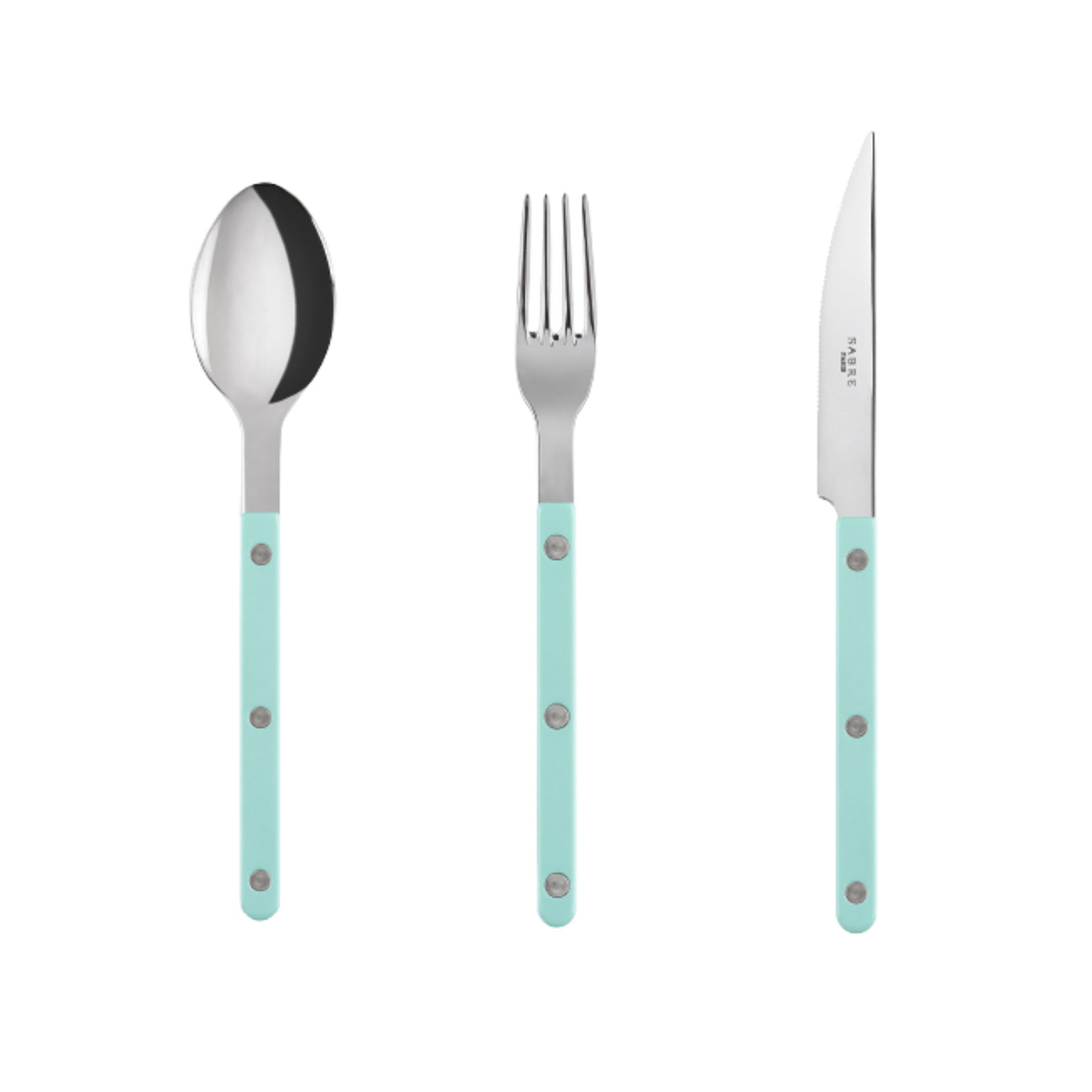 Sabre Bistrot Solid Shiny 3-Piece Dinner Flatware Set - Pastel Green