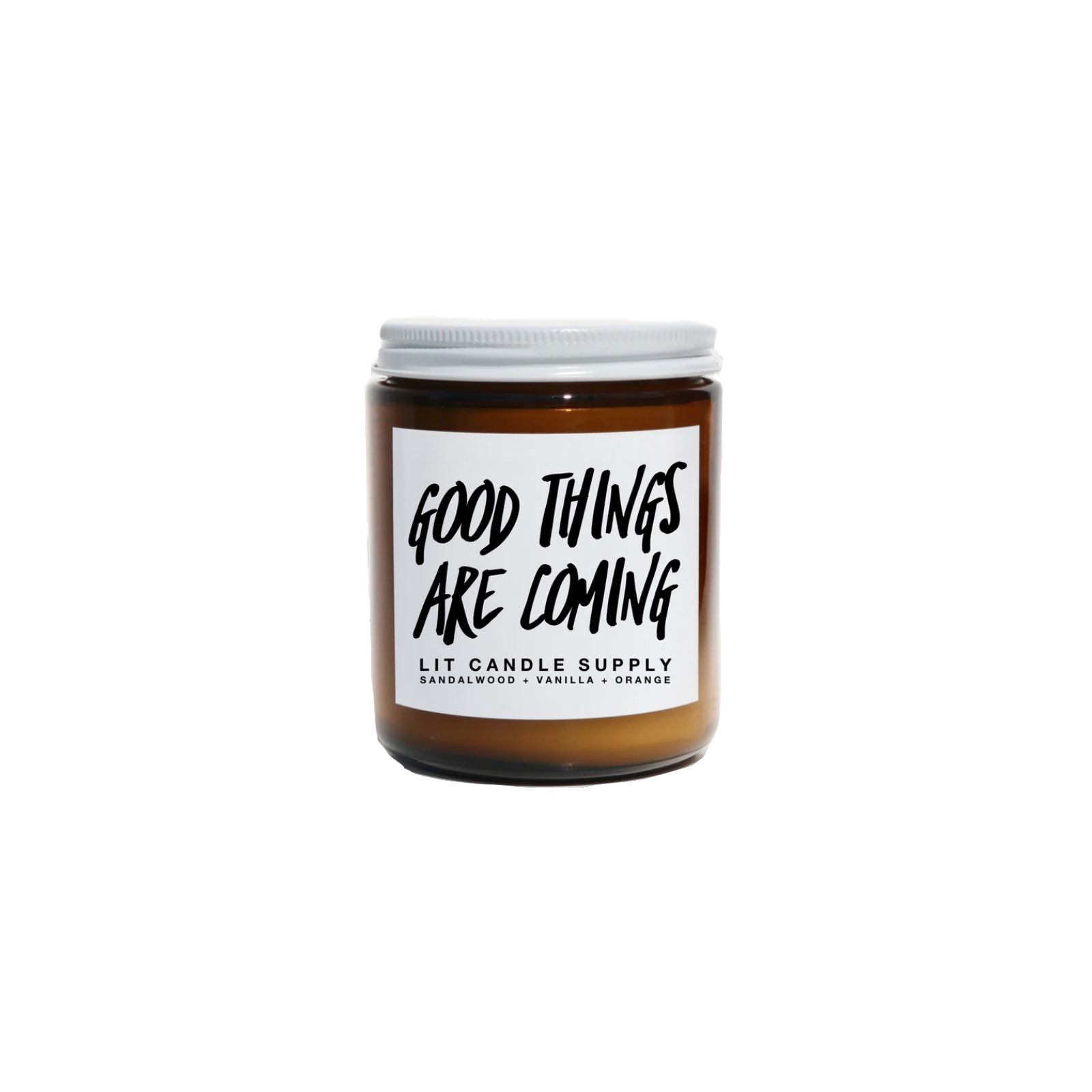 Good Things Are Coming Candle - Amber Glass