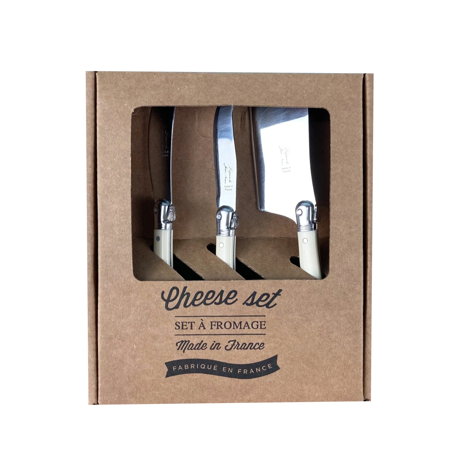 Laguiole Mini Cheese Set - Ivory / Brown Box (Set of 3 Utensils)